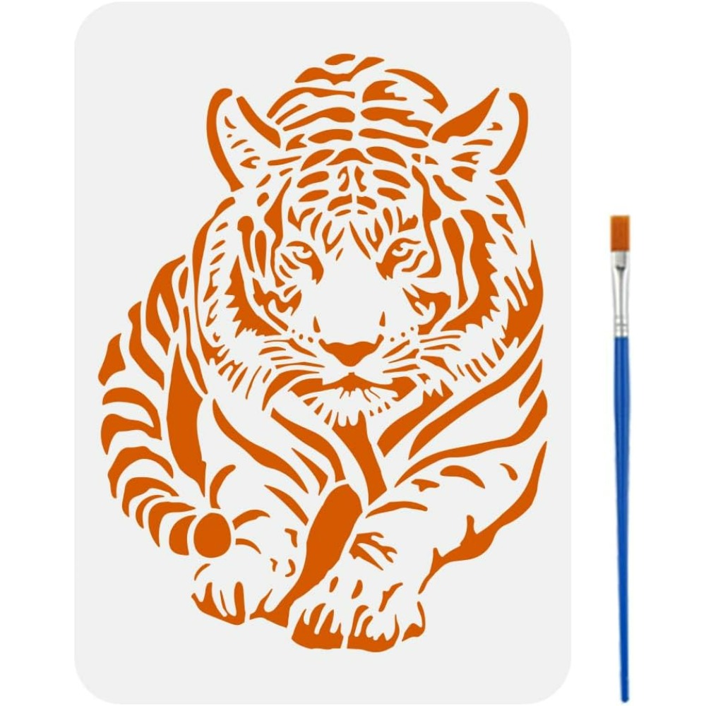 Photography Techniques - Tiger Stencil with Paint Brush 8.3x11.7inch