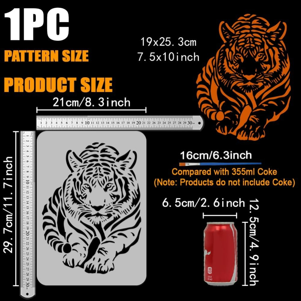 Tiger Stencil with Paint Brush - Photography Techniques のレビューと価格
