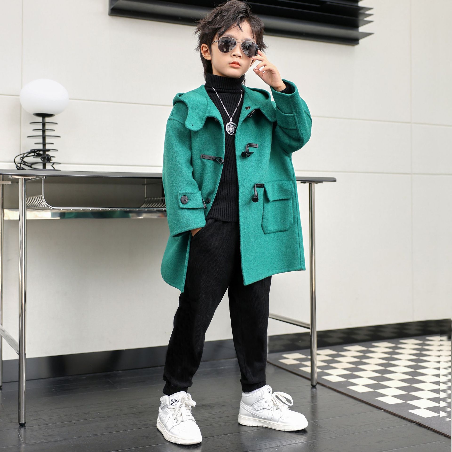 Children Winter Red Green Wool - Photography Jacket のレビューと価格