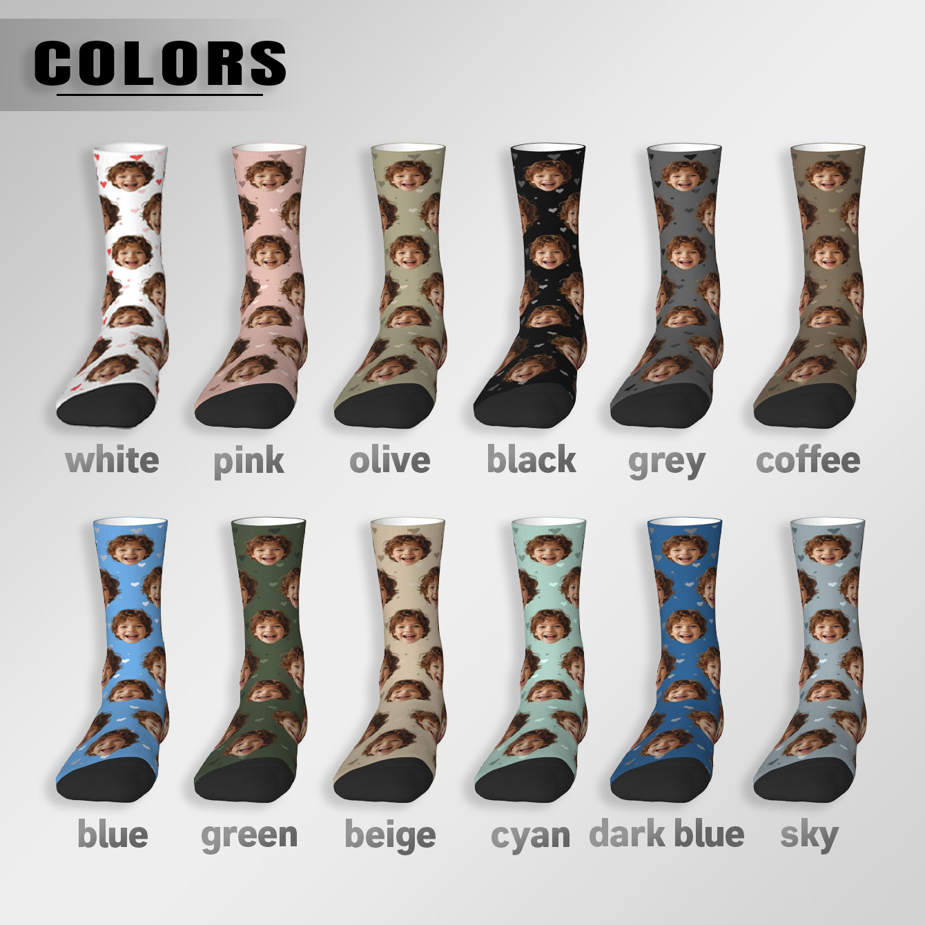 Customized face-shaped socks   - Photography Style のレビューと価格