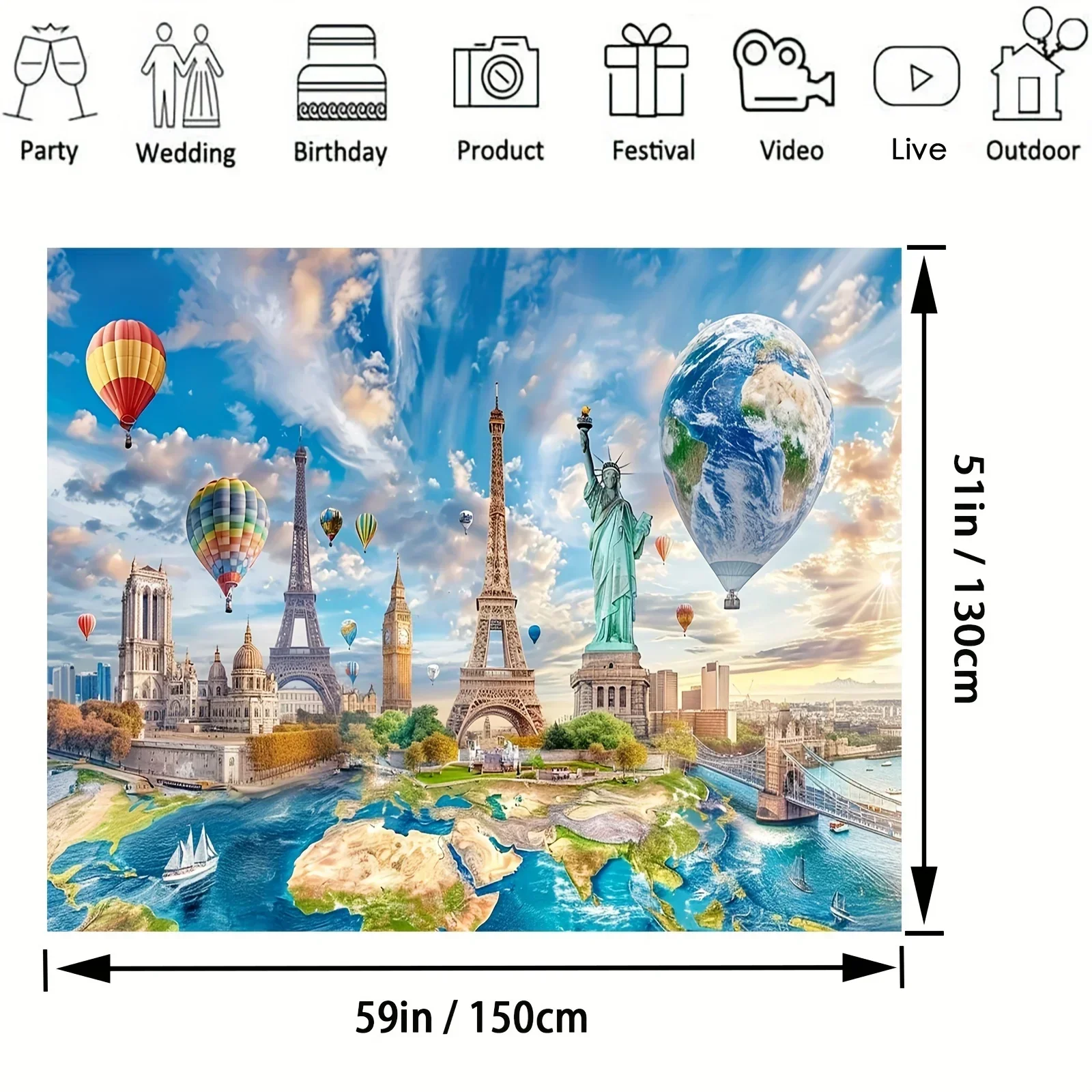 1pc Global Travel Photo Backgr - Photography History のレビューと価格