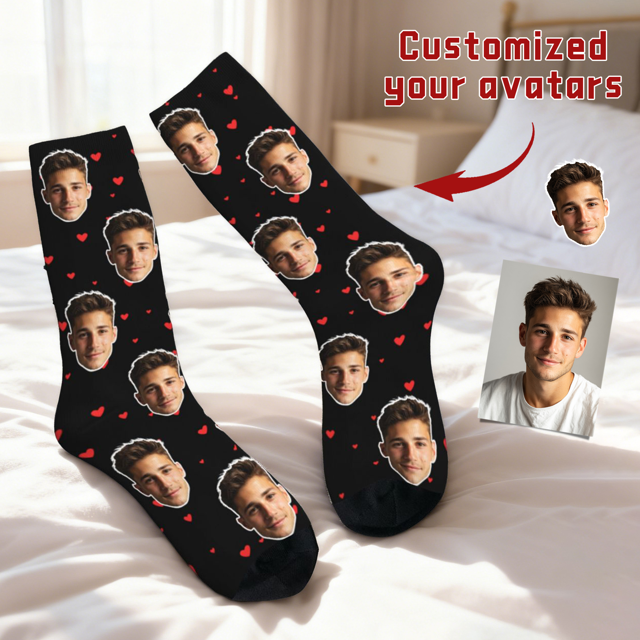 Customized face-shaped socks   - Photography Style のレビューと価格