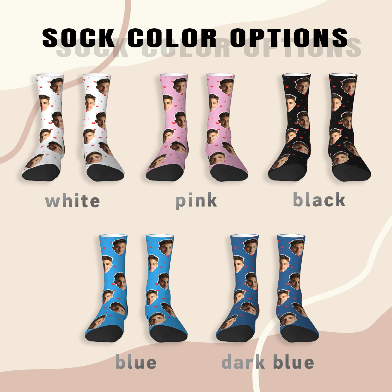 Customized face-shaped socks   - Photography Style のレビューと価格