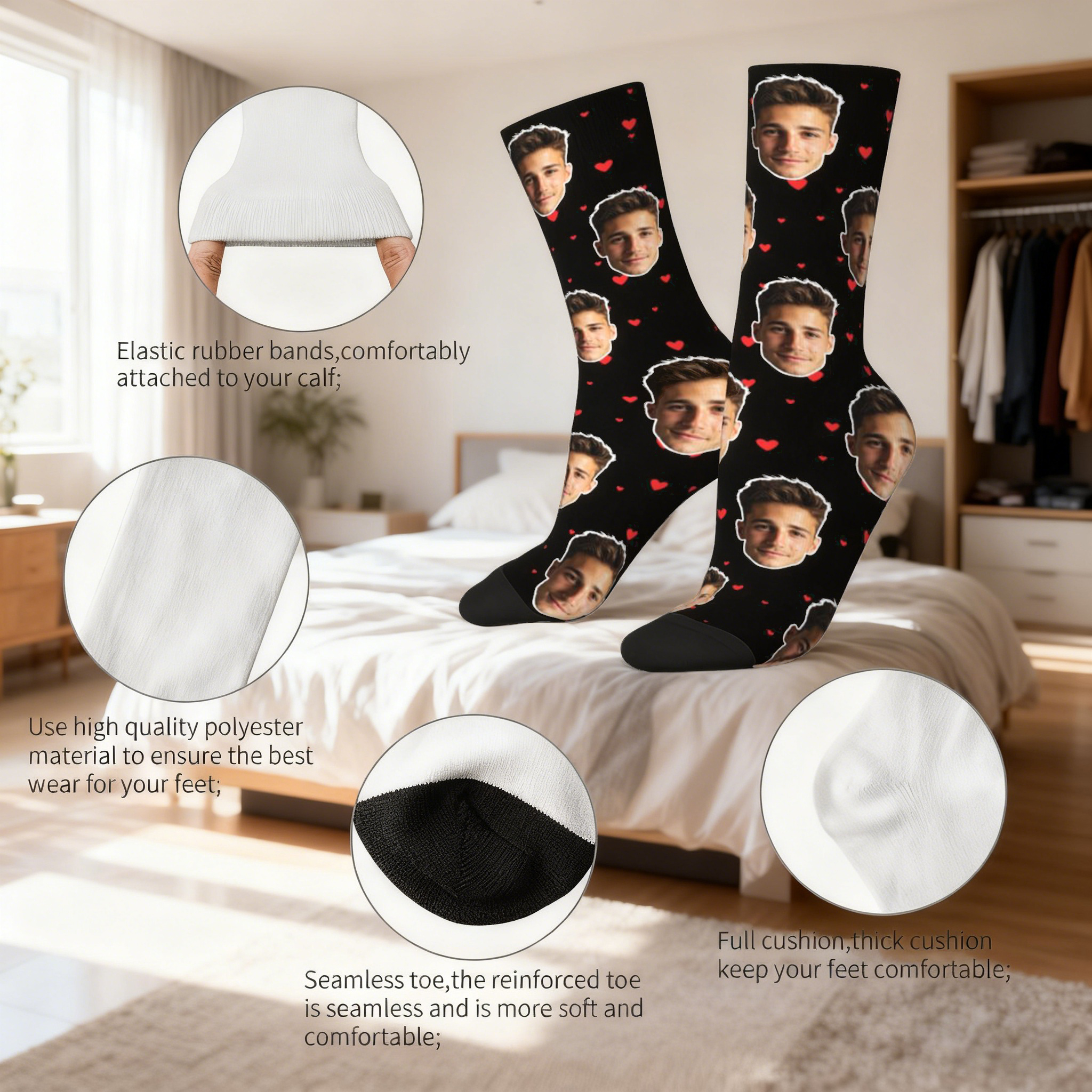 Customized face-shaped socks   - Photography Style のレビューと価格
