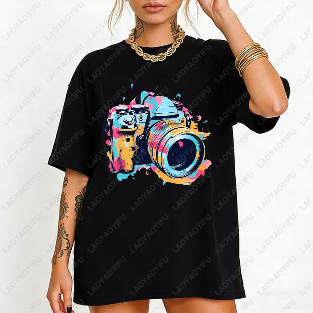 Women's Casual Round Neck T-Sh - Photography Graphic Design のレビューと価格