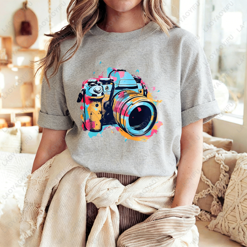 Women's Casual Round Neck T-Sh - Photography Graphic Design のレビューと価格