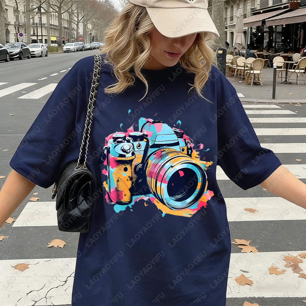 Women's Casual Round Neck T-Sh - Photography Graphic Design のレビューと価格