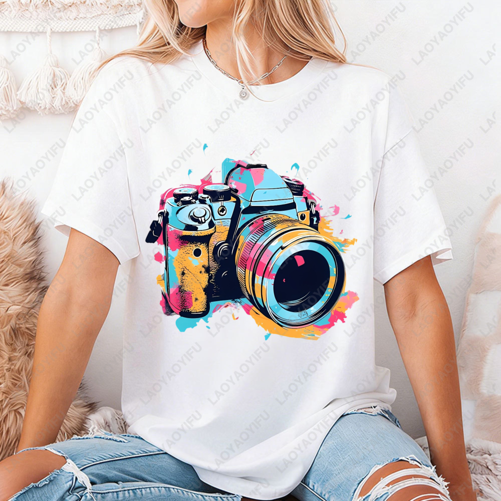 Women's Casual Round Neck T-Sh - Photography Graphic Design のレビューと価格
